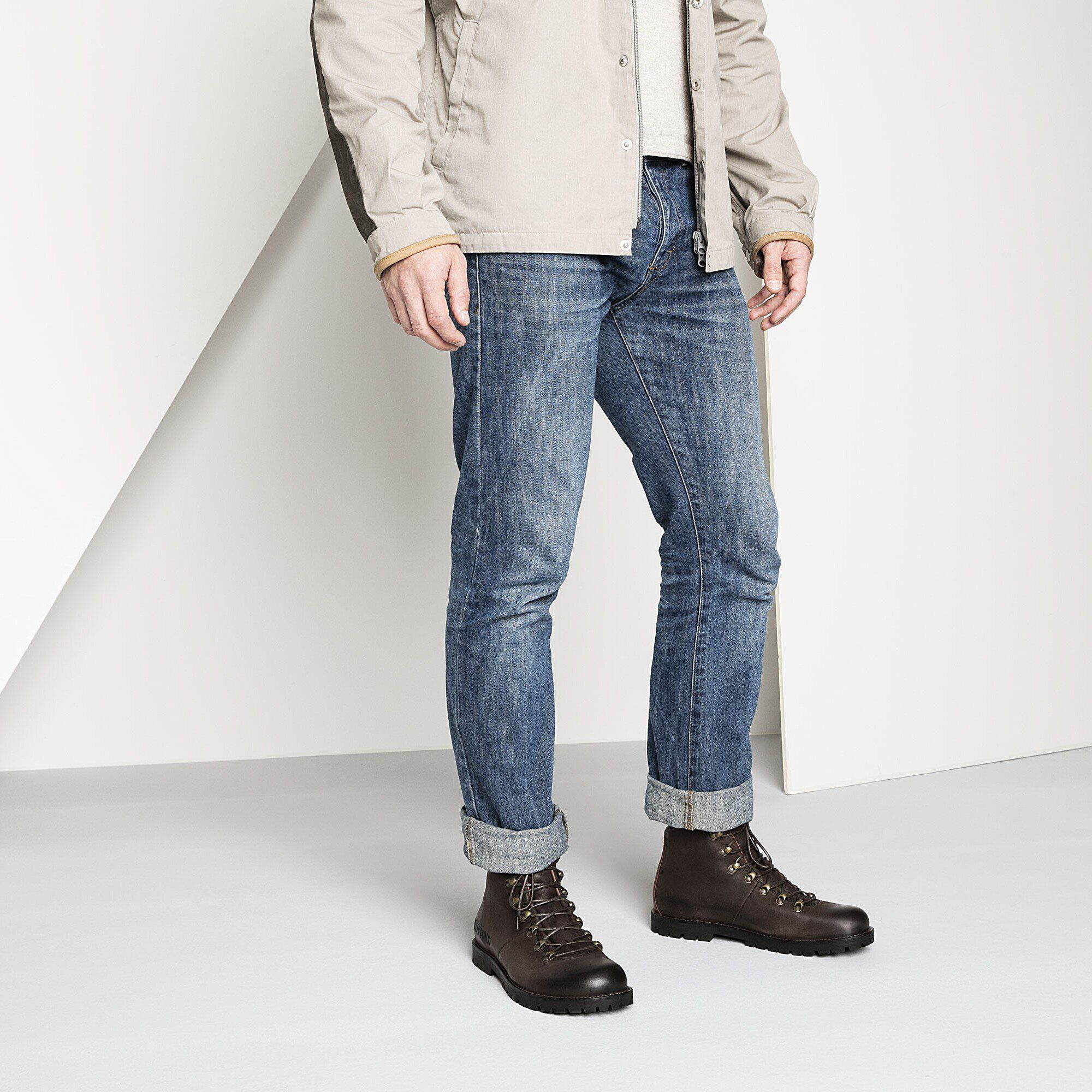 Hancock Nubuck Leather Close-up with a male model