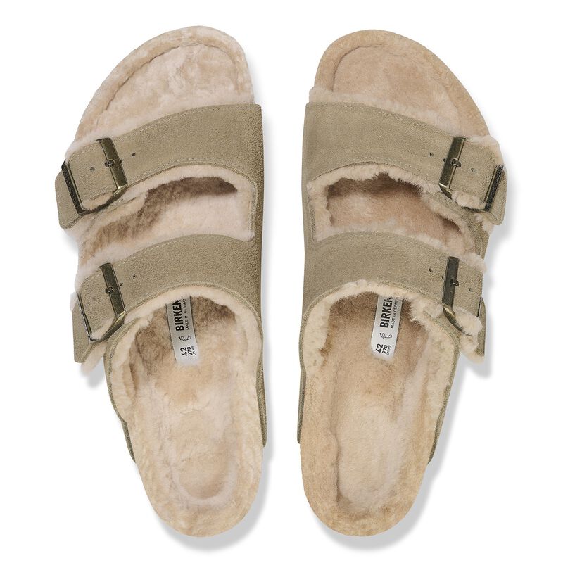 BIRKENSTOCK Arizona Shearling Suede Leather/Fur Taupe Walk Edit detail