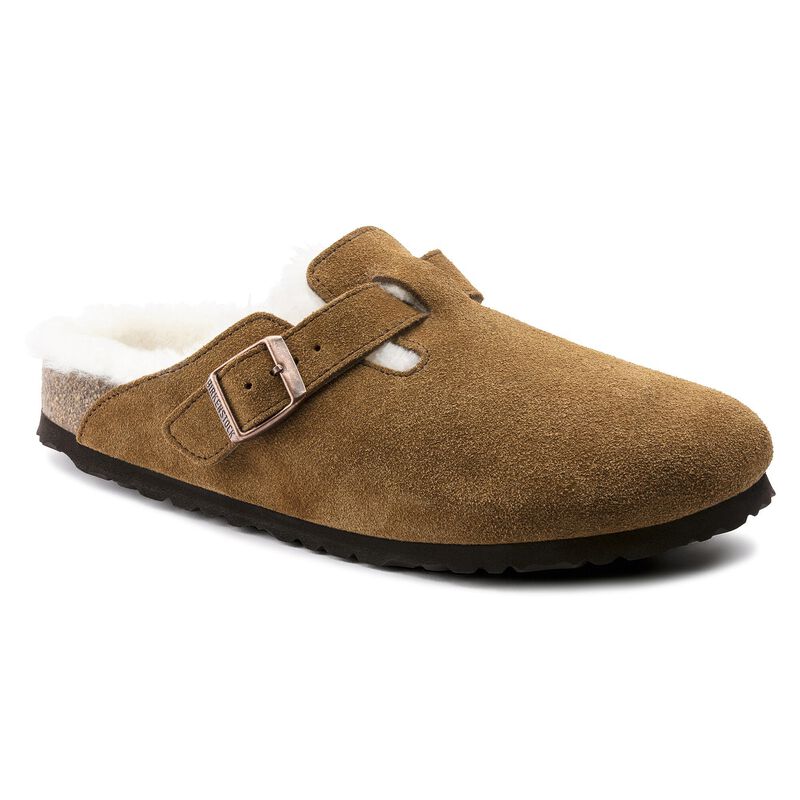 BIRKENSTOCK Boston Shearling Suede Leather Stone Coin Walk Edit detail