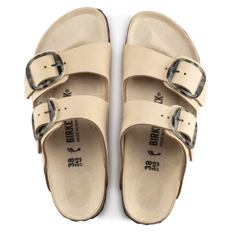 BIRKENSTOCK Arizona Big Buckle Nubuck Leather Almond Trail Easy detail