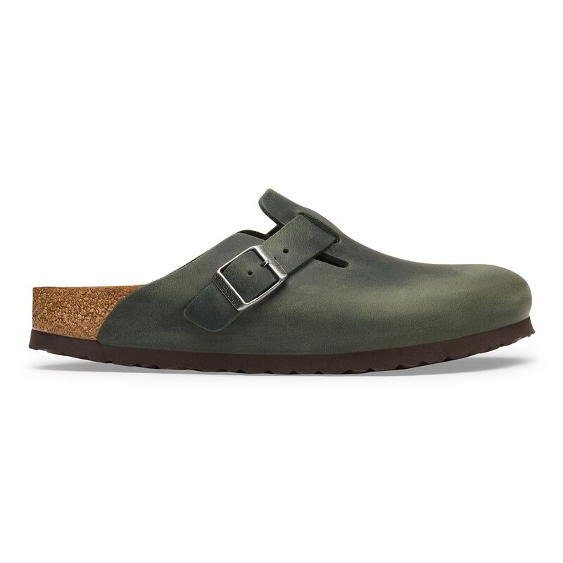 BIRKENSTOCK Boston Natural Leather Oiled Thyme Lounge Fit detail