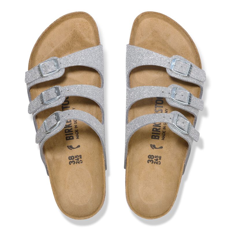 BIRKENSTOCK Florida Birko-Flor Shiny Glitter Silver Trail Easy detail