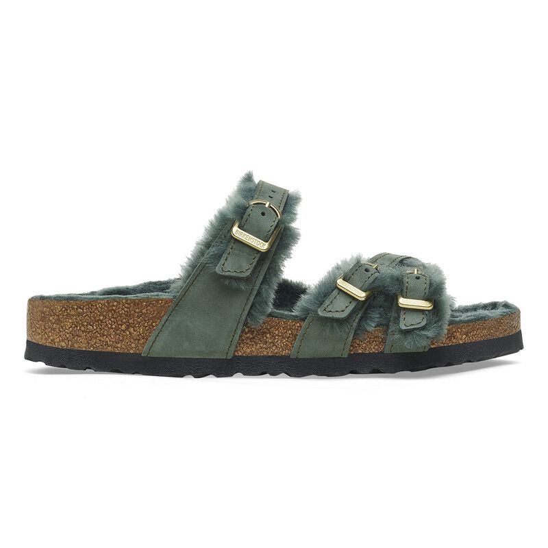 BIRKENSTOCK Franca Shearling Nubuck Leather Thyme Trail Easy detail