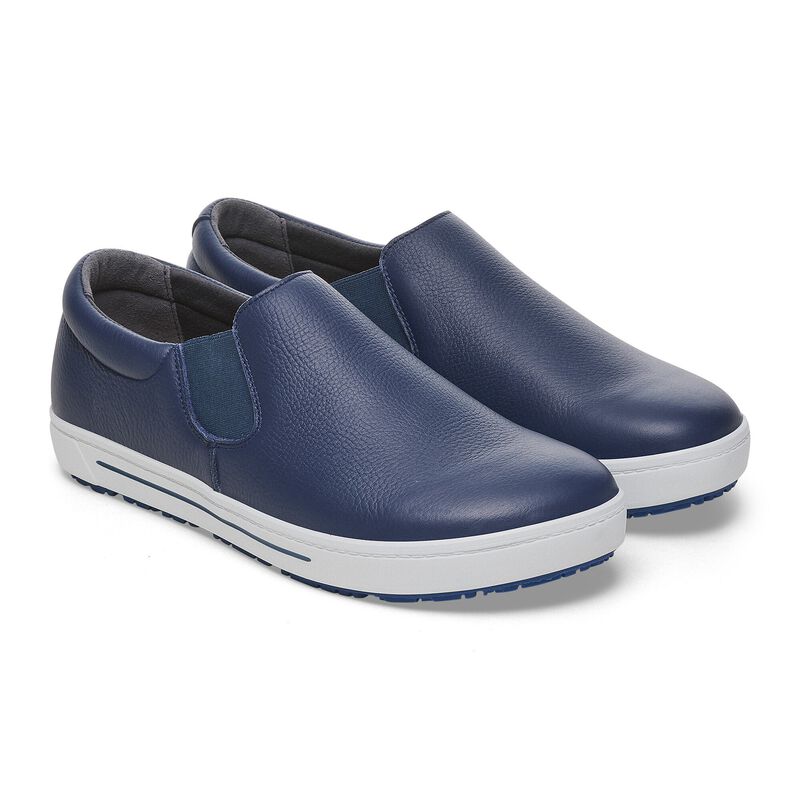 BIRKENSTOCK QO 400 Natural Leather Navy Lounge Fit detail