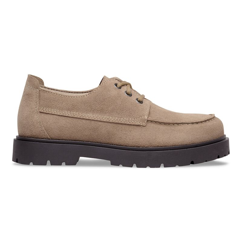 BIRKENSTOCK Highwood Moc Lace Low Suede Leather Gray Taupe Trail Easy detail