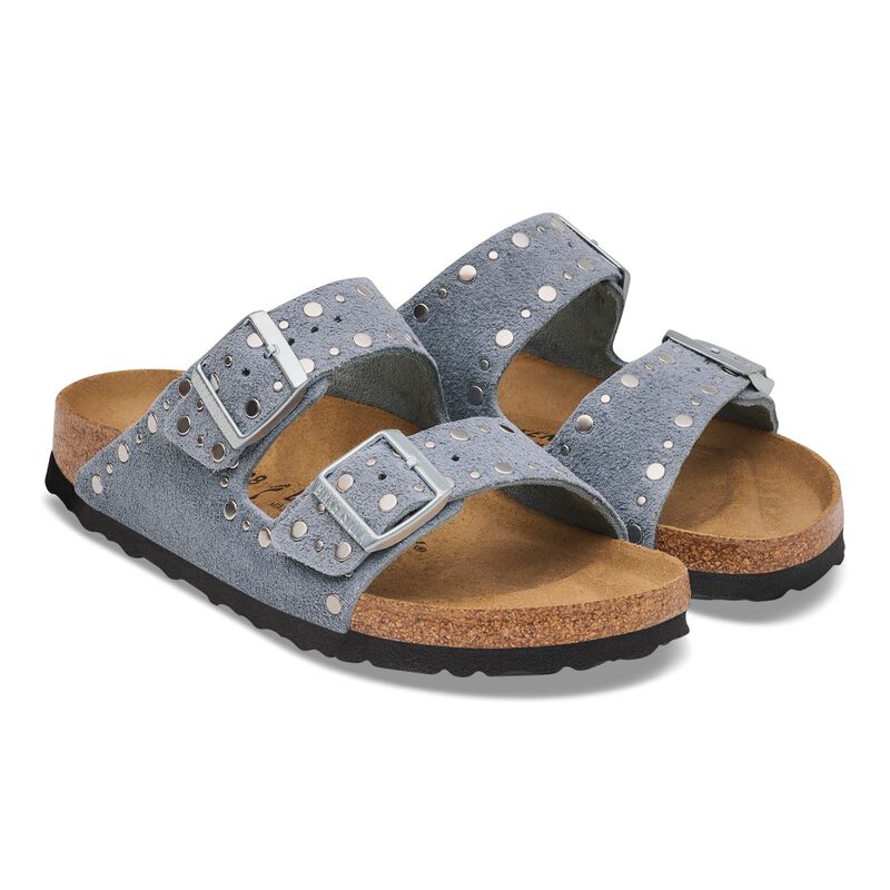 BIRKENSTOCK Arizona Rivet Suede Leather Stone Blue Trail Easy detail
