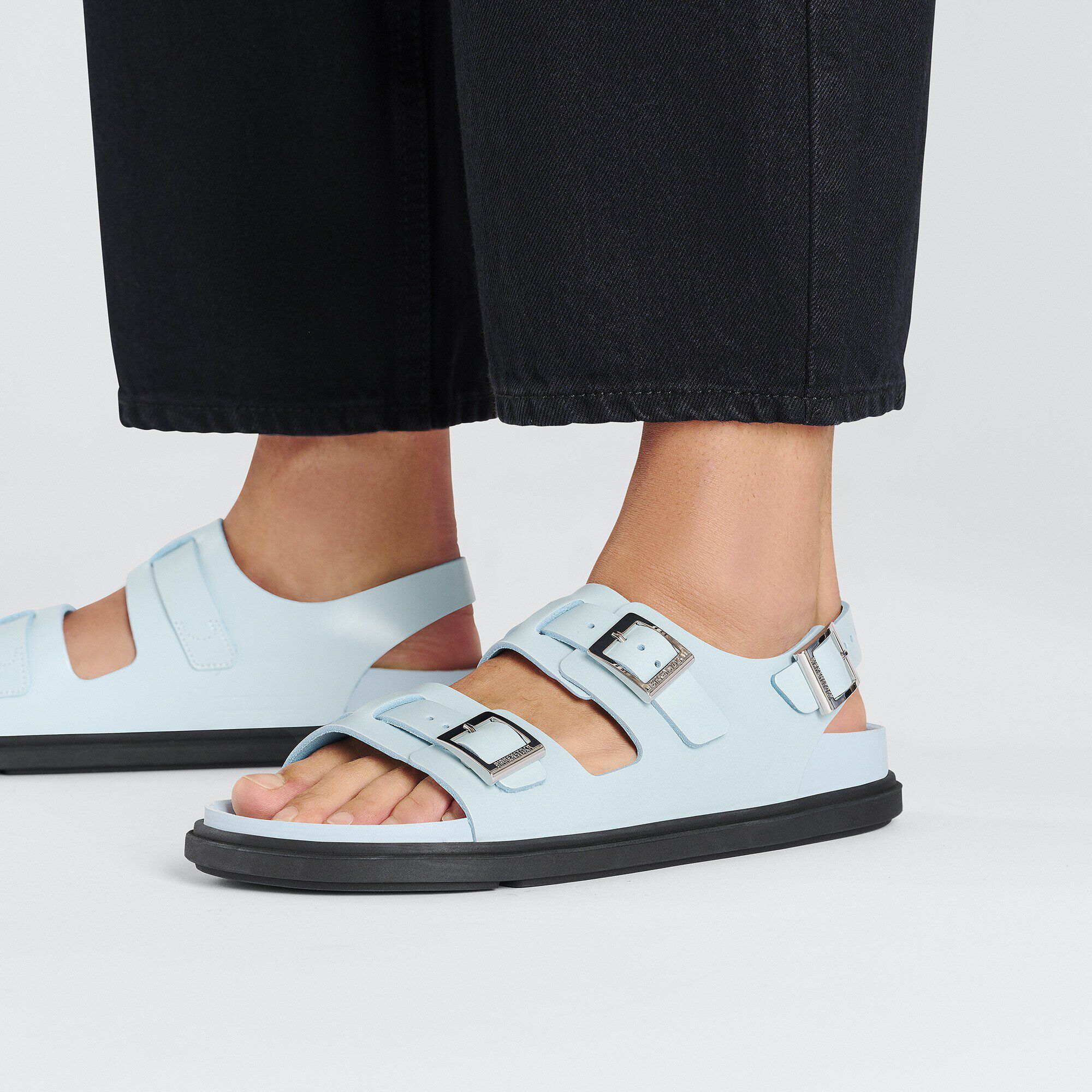 Cannes Leather in Color Mineral Blue | BIRKENSTOCK US