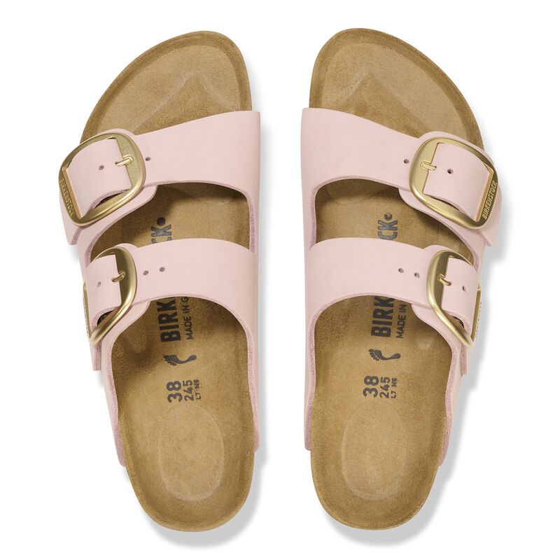 BIRKENSTOCK Arizona Big Buckle Nubuck Leather Soft Pink Soft Sole detail