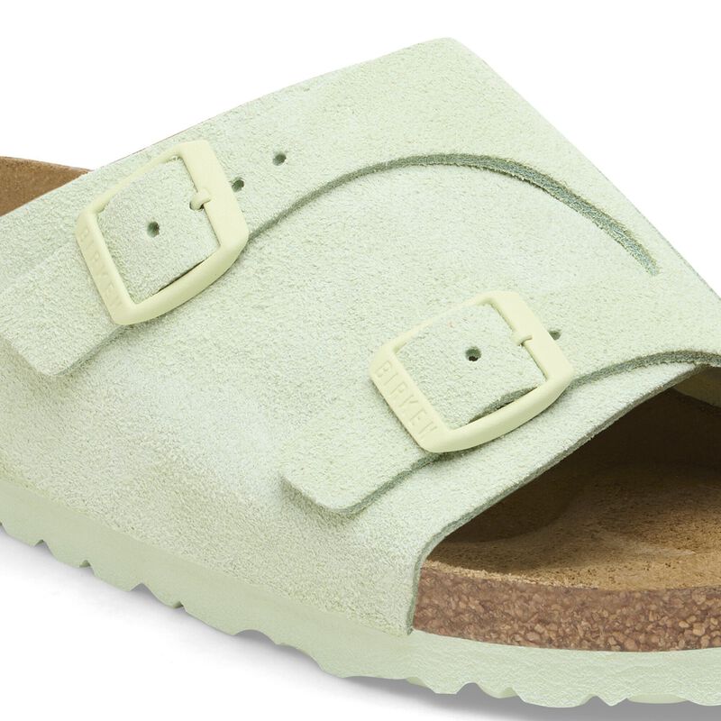 BIRKENSTOCK Zürich Suede Leather Faded Lime Classic Fit detail