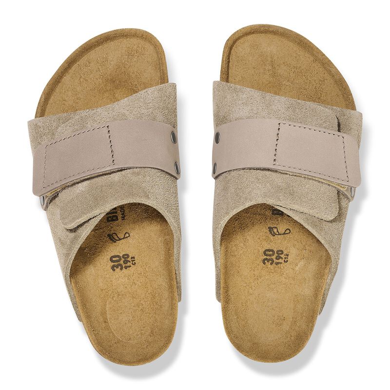 BIRKENSTOCK Kyoto Kids Suede Leather Nubuck Taupe Lounge Fit detail