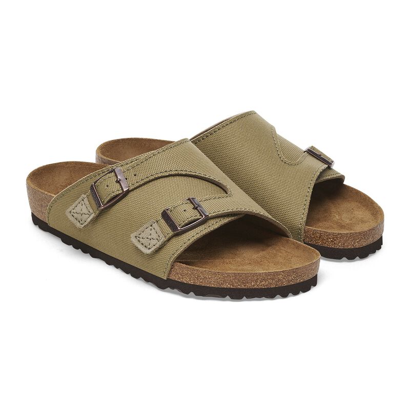 BIRKENSTOCK Zürich Canvas Natural Fiber Faded Khaki Daily Comfort detail