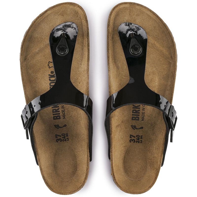 BIRKENSTOCK Gizeh Birko-Flor Patent Black Patent Soft Sole detail
