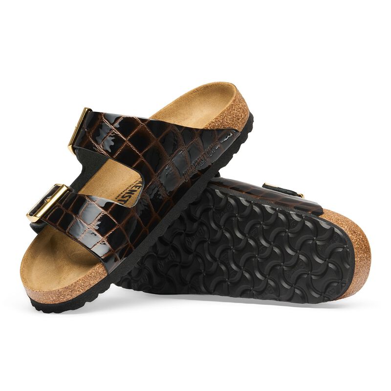 BIRKENSTOCK Arizona Natural Leather Black Emboss Walk Edit detail