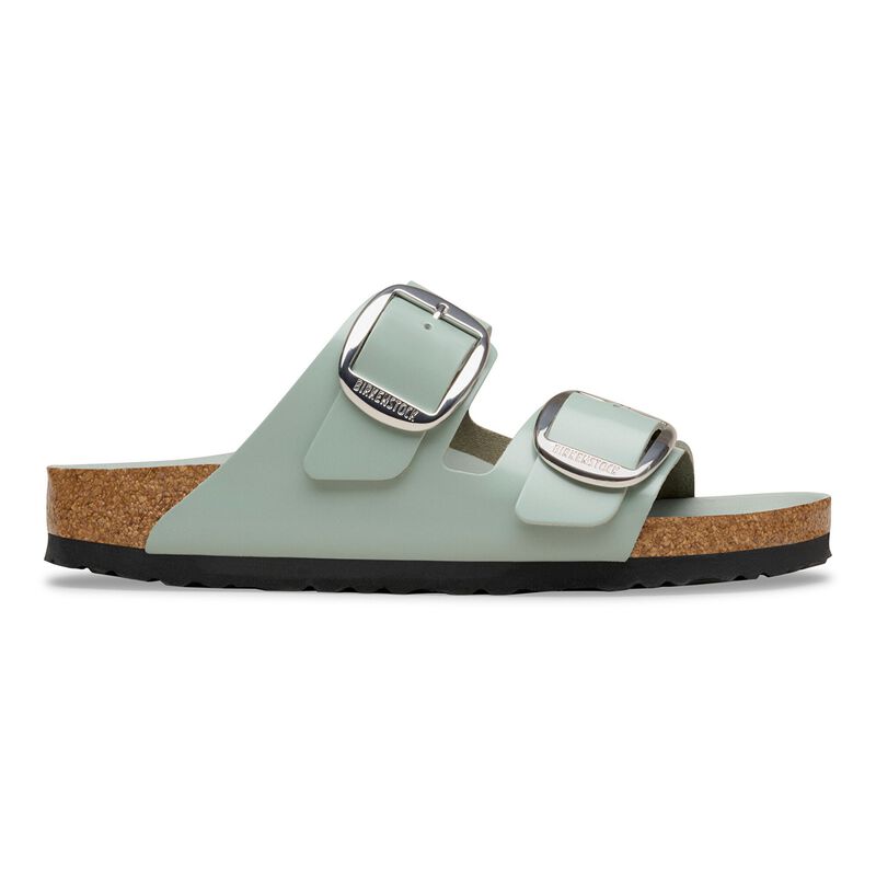 BIRKENSTOCK Arizona Big Buckle Natural Leather Patent High-Shine Pure Sage Walk Edit detail