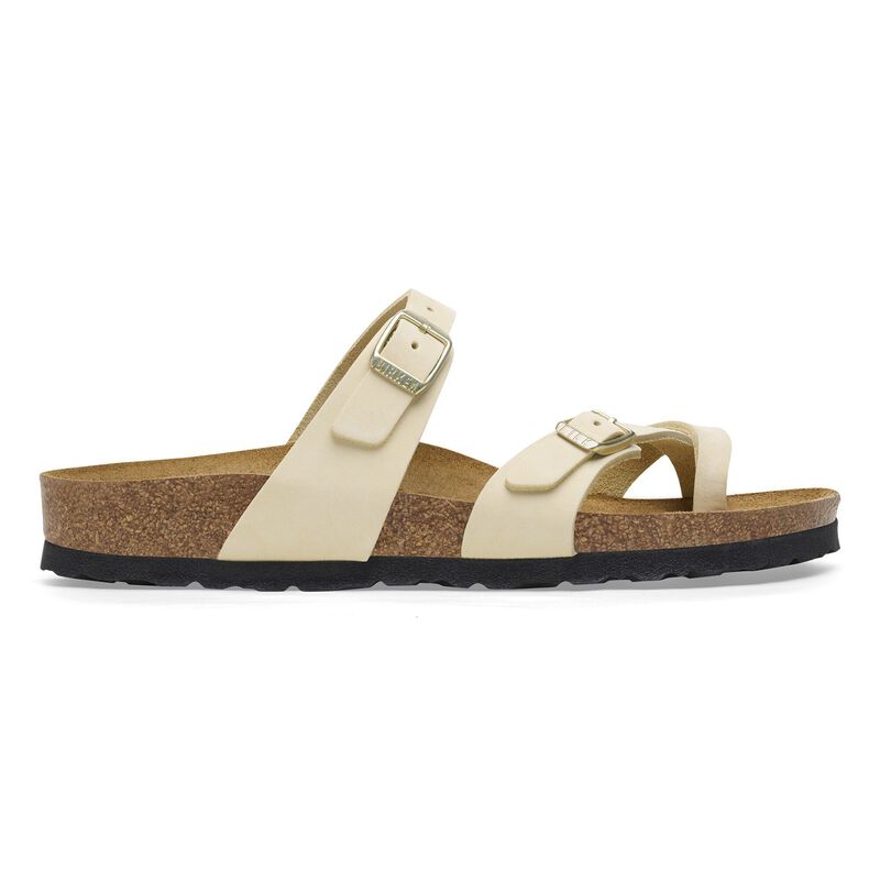 BIRKENSTOCK Mayari Nubuck Leather Ecru Daily Comfort detail