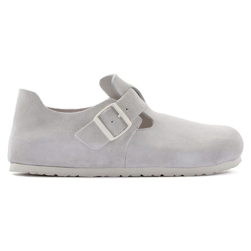 BIRKENSTOCK London Suede Leather Antique White Soft Footbed detail