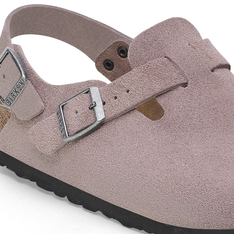 BIRKENSTOCK Tokio Suede Leather Faded Purple Soft Sole detail