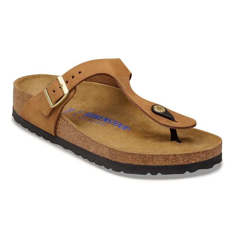 BIRKENSTOCK Gizeh Soft Footbed Nubuck Leather Ecru Lounge Fit detail