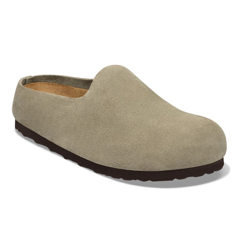 BIRKENSTOCK Amsterdam Wrapped Suede Leather Faded Purple Lounge Fit detail