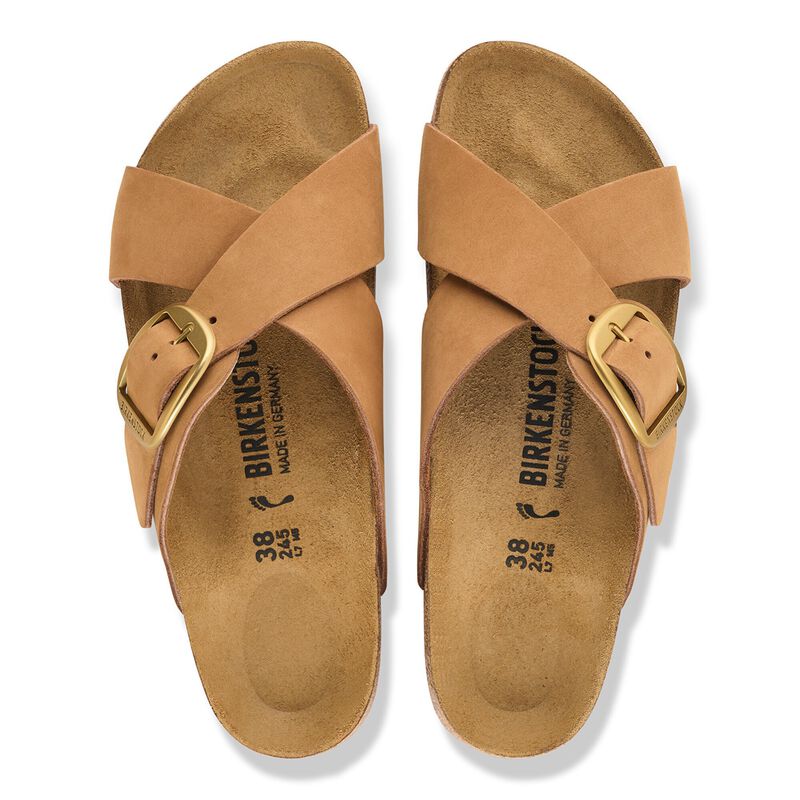 BIRKENSTOCK Siena Big Buckle Nubuck Leather Mink Soft Sole detail