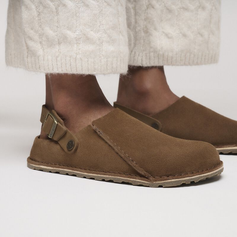 BIRKENSTOCK Lutry Premium Suede Leather Dark Tea Walk Edit detail