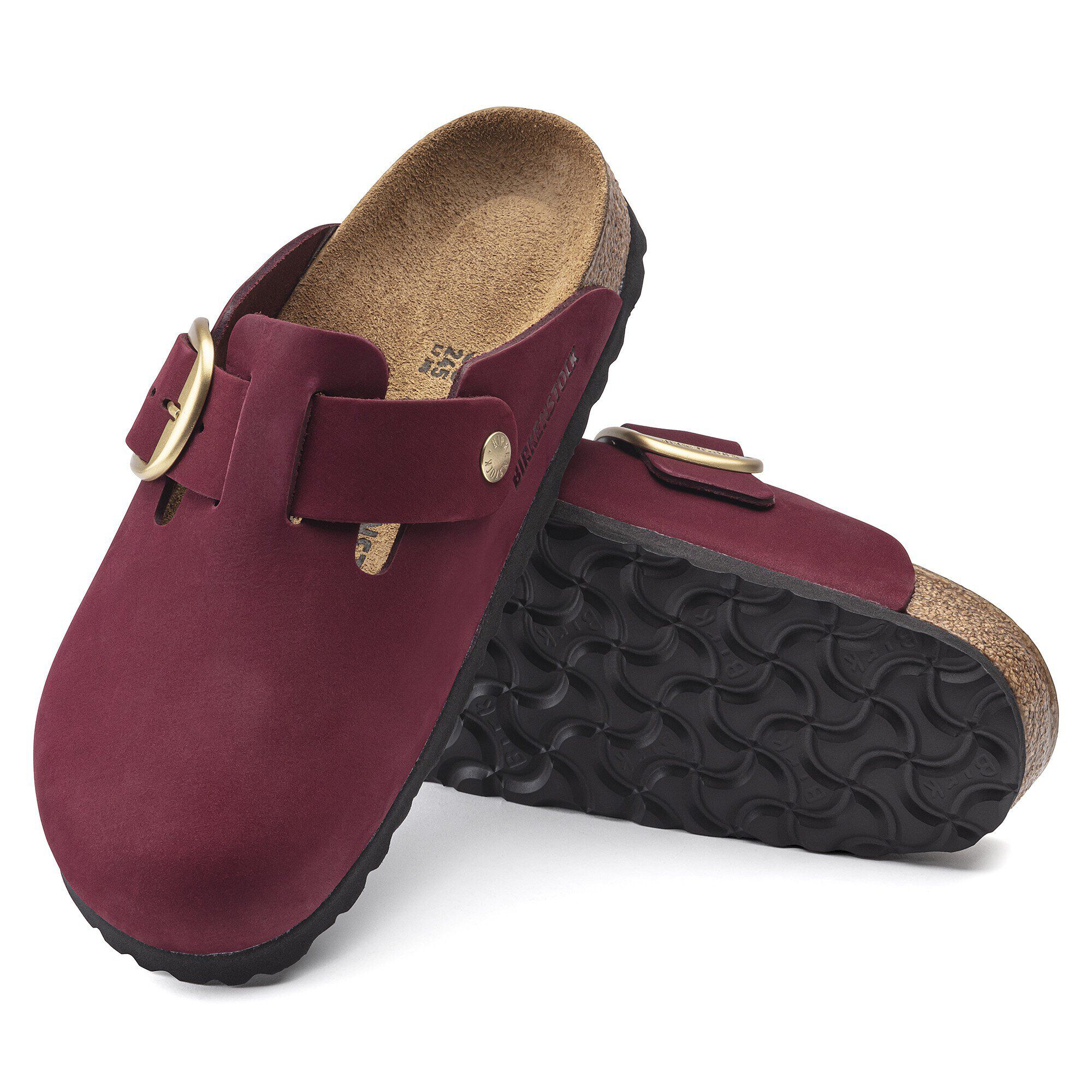 Birkenstock Boston Big Buckle マルーン 39 Boston Big Buckle Nubuck Leather in Color Maroon