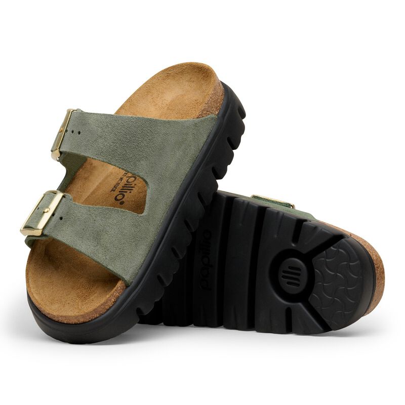 BIRKENSTOCK Arizona Platform Suede Leather Thyme Classic Fit detail
