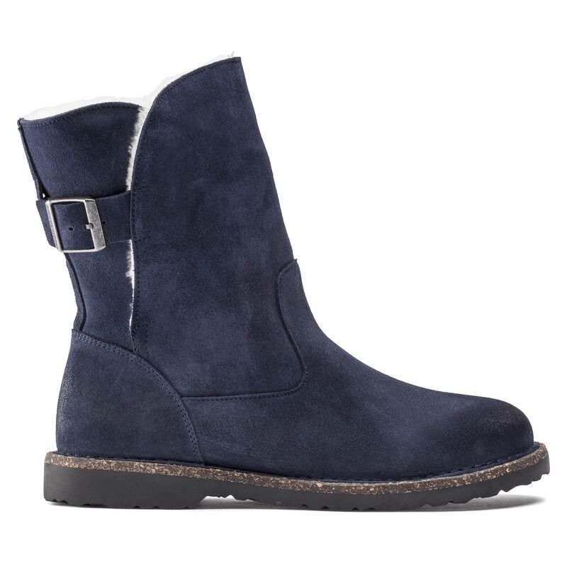 BIRKENSTOCK Uppsala Shearling Suede Leather Navy Soft Sole detail