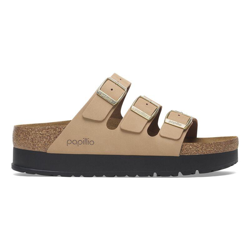 BIRKENSTOCK Florida Flex Platform Nubuck Leather Sandcastle Daily Comfort detail