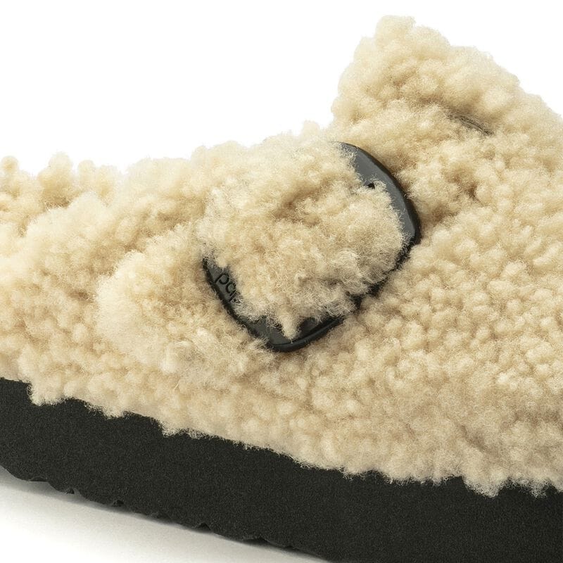 BIRKENSTOCK Boston Big Buckle Platform Fur Teddy Eggshell Walk Edit detail