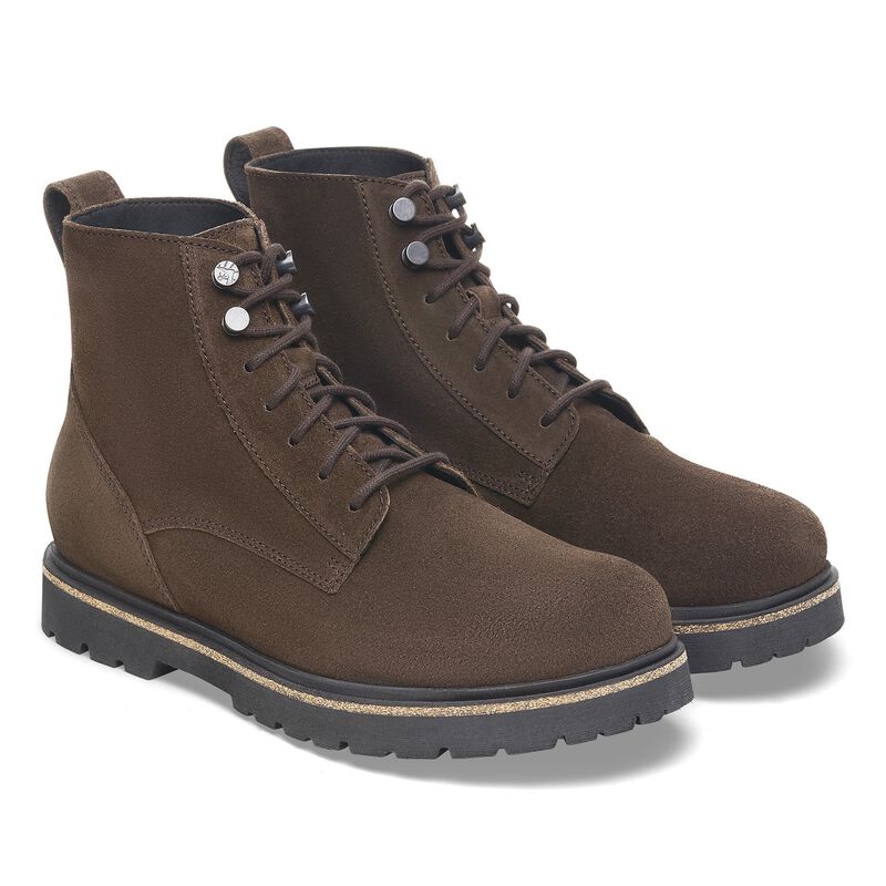 BIRKENSTOCK Highwood Lace Mid Men Suede Leather Mocha City Comfort detail
