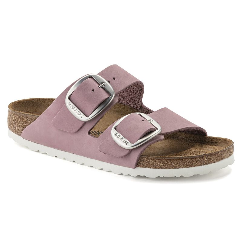 BIRKENSTOCK Arizona Big Buckle Nubuck Leather Soft Pink Soft Sole detail