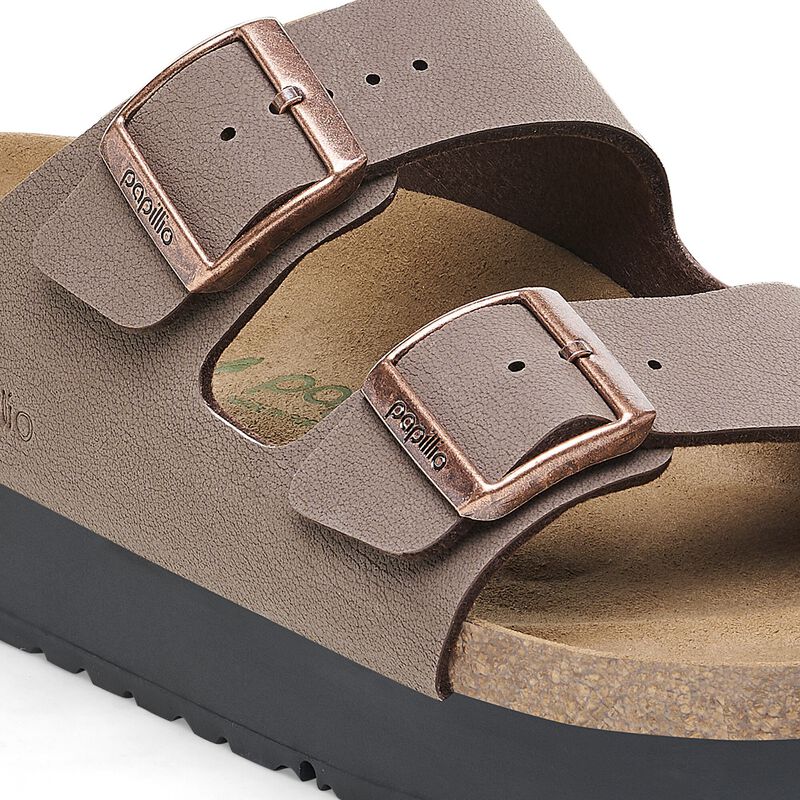 BIRKENSTOCK Arizona Flex Platform Birko-Flor Mocha Soft Sole detail
