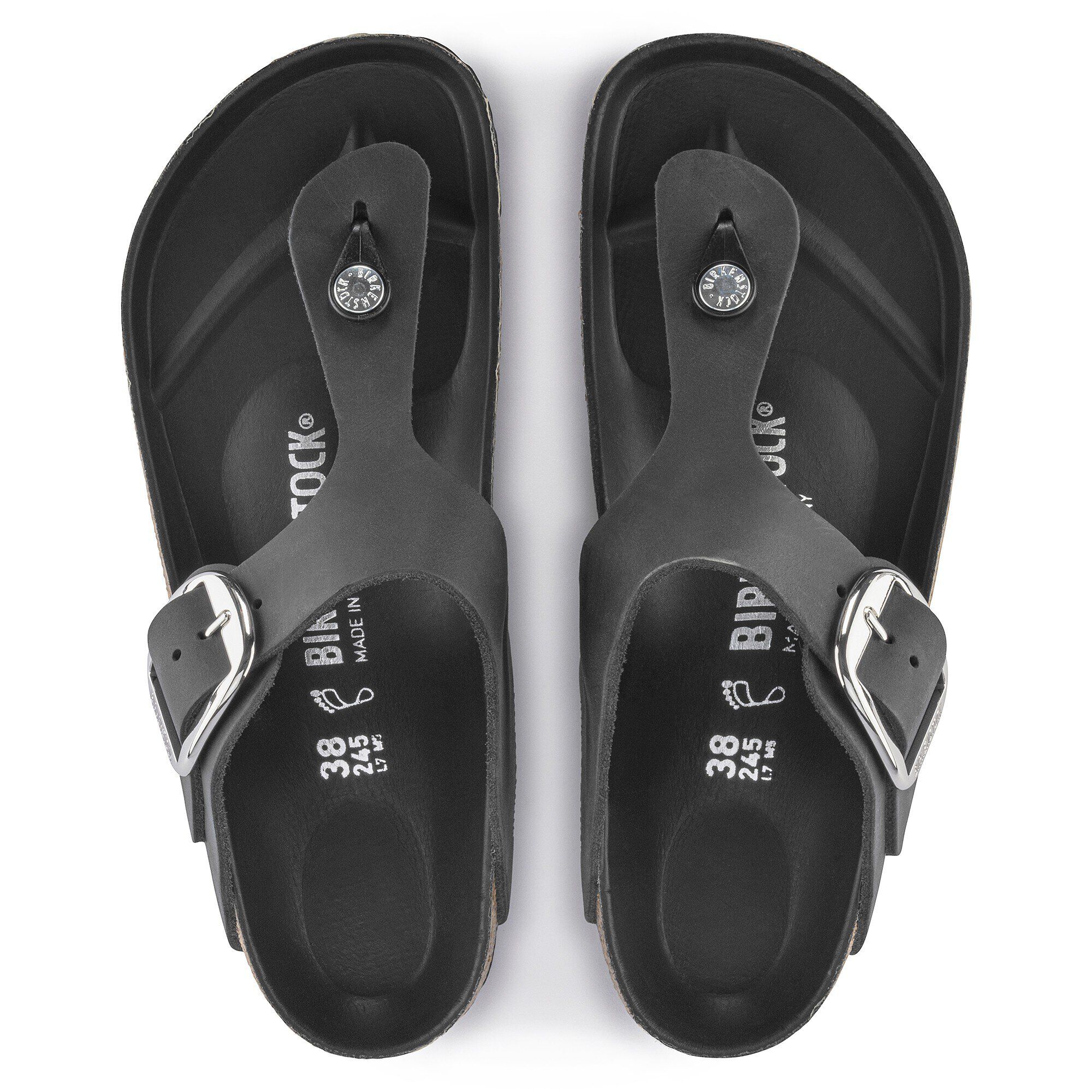 Gizeh Big Buckle Oiled Leather in Color Black | BIRKENSTOCK US