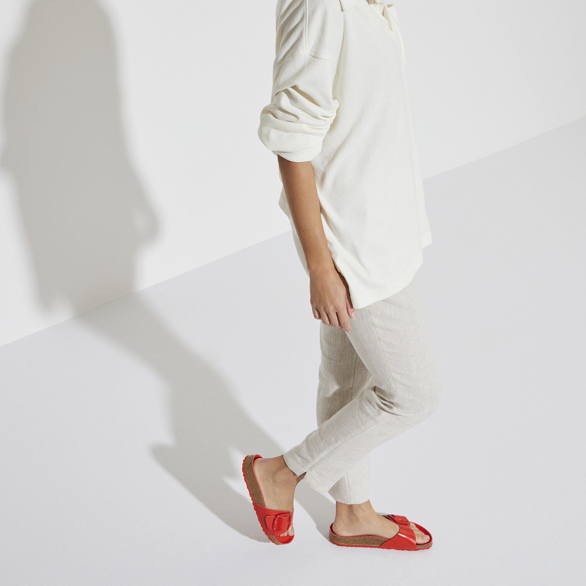 Madrid Big Buckle Natural Leather Patent