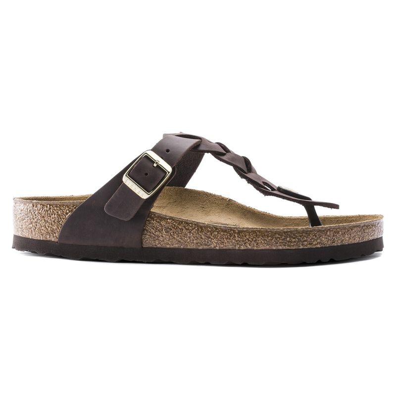 BIRKENSTOCK Gizeh Braided Natural Leather Oiled Habana Lounge Fit detail