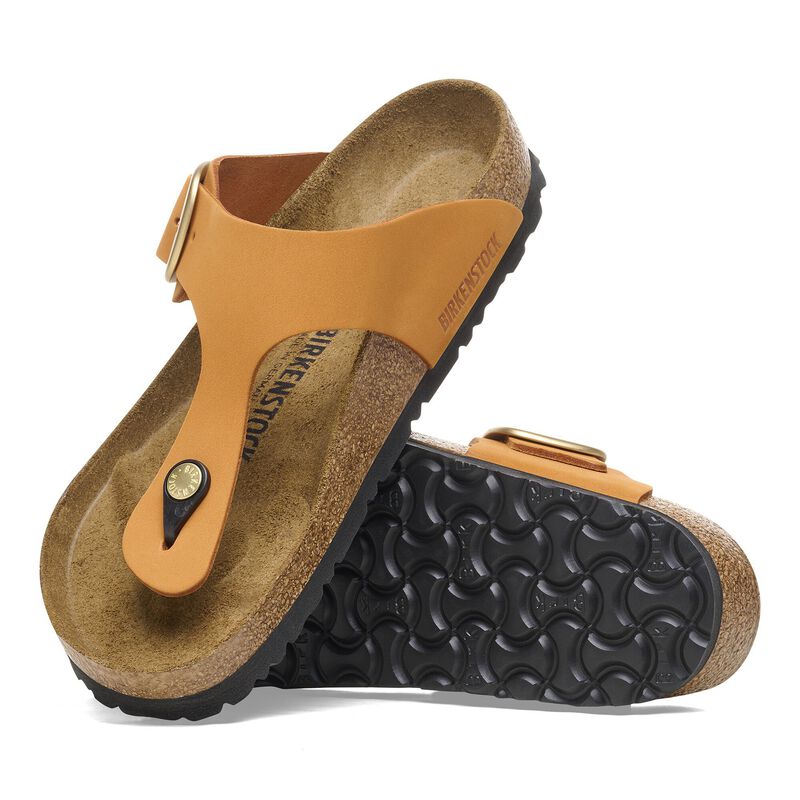 BIRKENSTOCK Gizeh Big Buckle Nubuck Leather Burnt Orange Lounge Fit detail