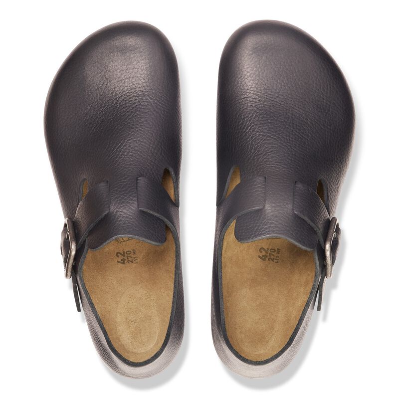 BIRKENSTOCK London Wire Buckle Natural Leather Vintage Wood Black Soft Sole detail