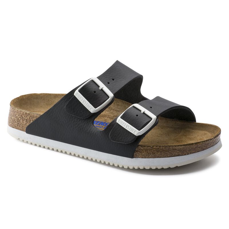 BIRKENSTOCK Arizona Soft Footbed Natural Leather Black Trail Easy detail