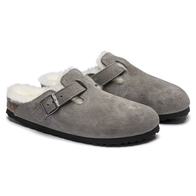 BIRKENSTOCK Boston Shearling Suede Leather Stone Coin Walk Edit detail