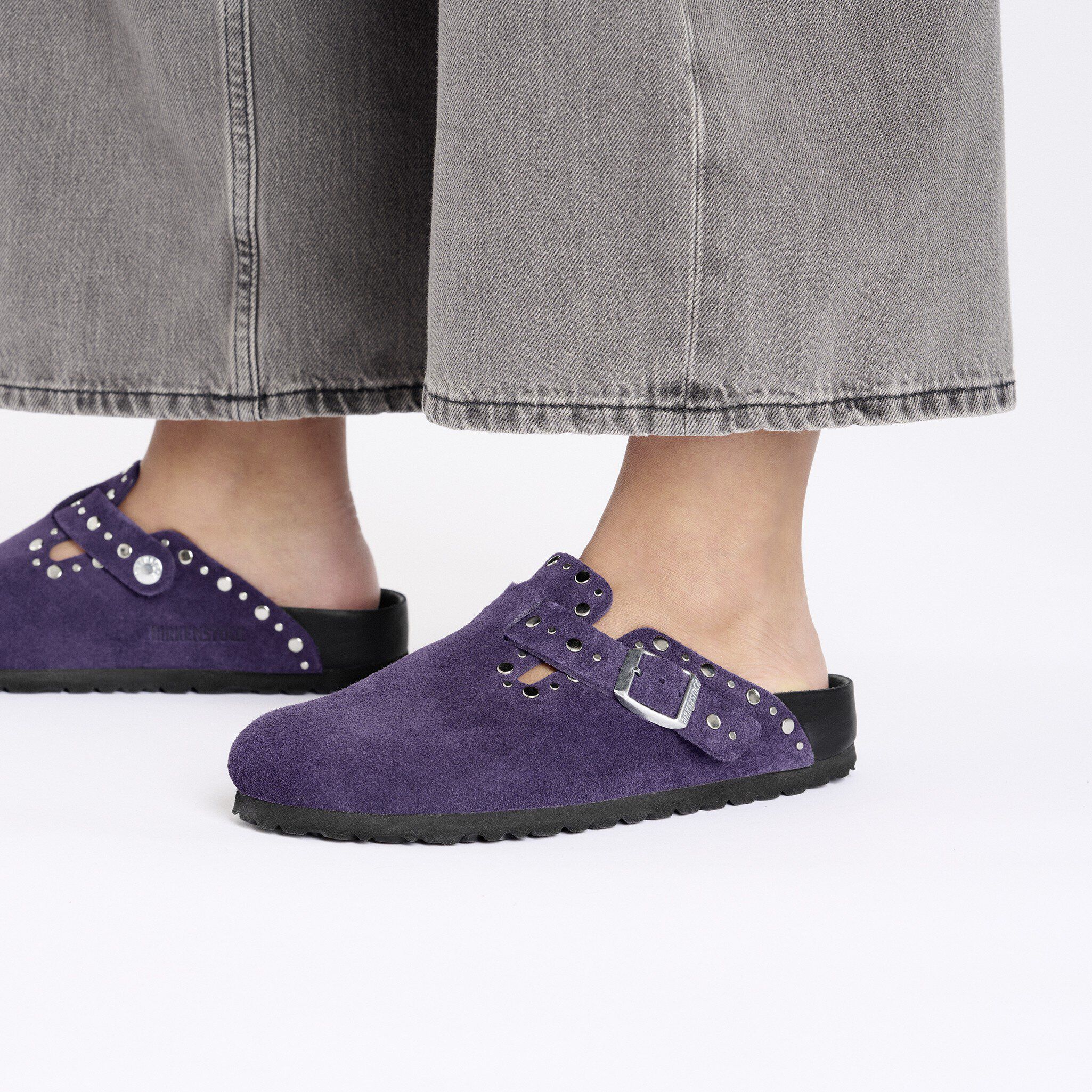 Boston Rivets Suede Leather in Color Acai | BIRKENSTOCK US