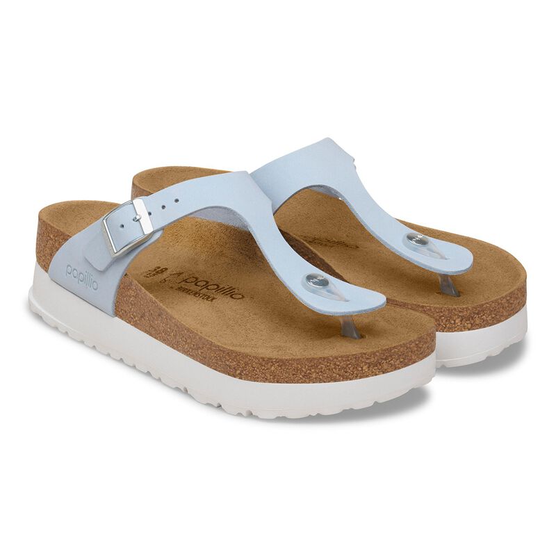 BIRKENSTOCK Gizeh Flex Platform Nubuck Leather Baby Blue Walk Edit detail