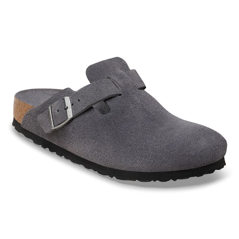 BIRKENSTOCK Boston Soft Footbed Suede Leather Concrete Gray City Comfort detail