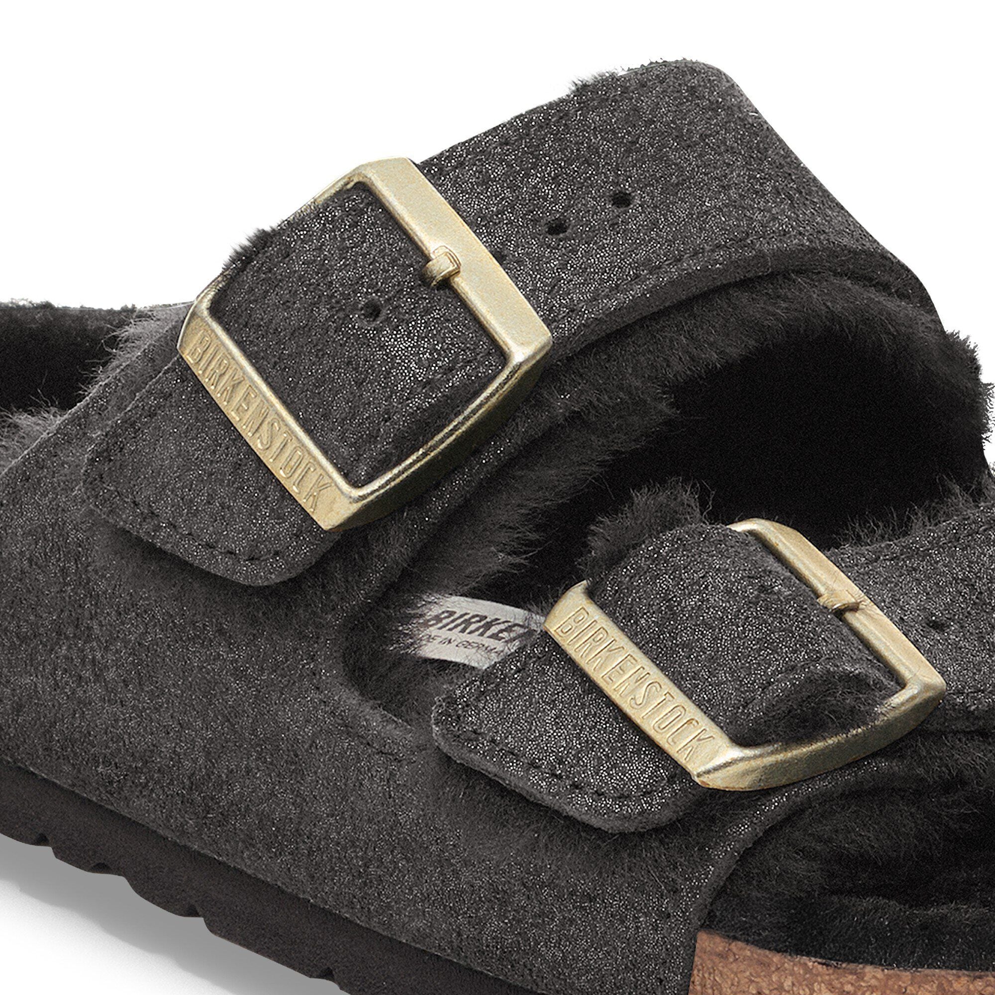 Arizona Shearling Suede Leather-Shearling in Color Black Suede