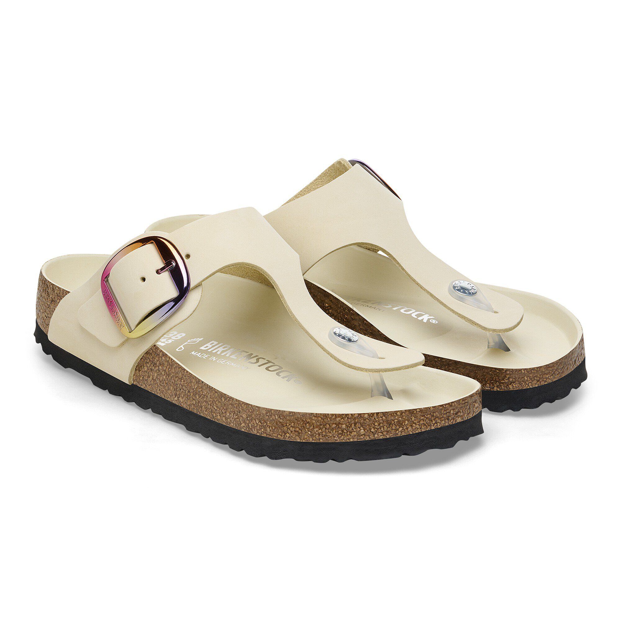 Gizeh Big Buckle Nubuck Leather in Color Ecru | BIRKENSTOCK US