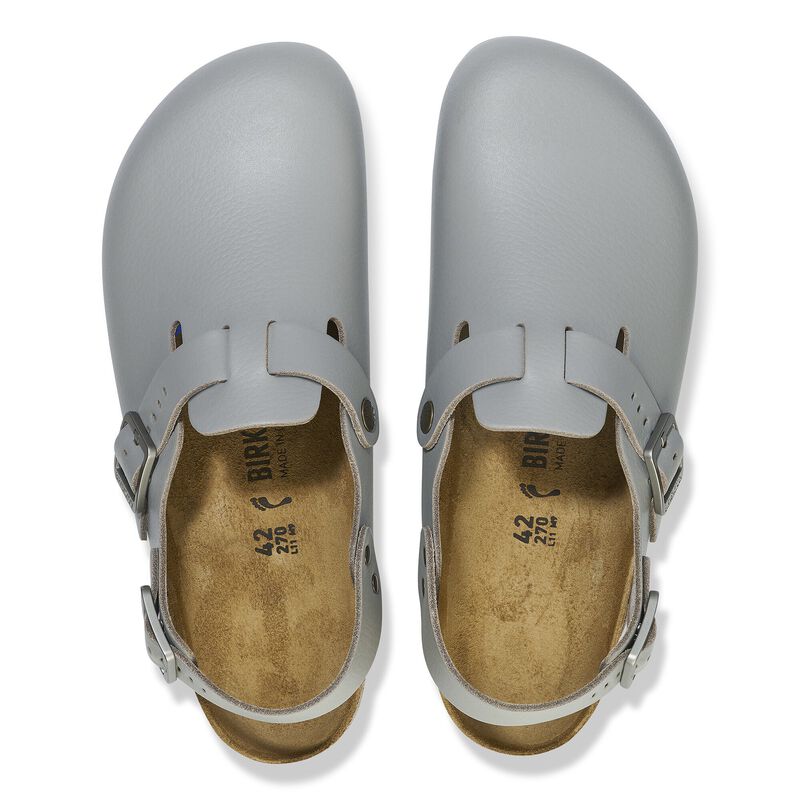 BIRKENSTOCK Tokio PRO Natural Leather Coated Gun Metal Trail Easy detail