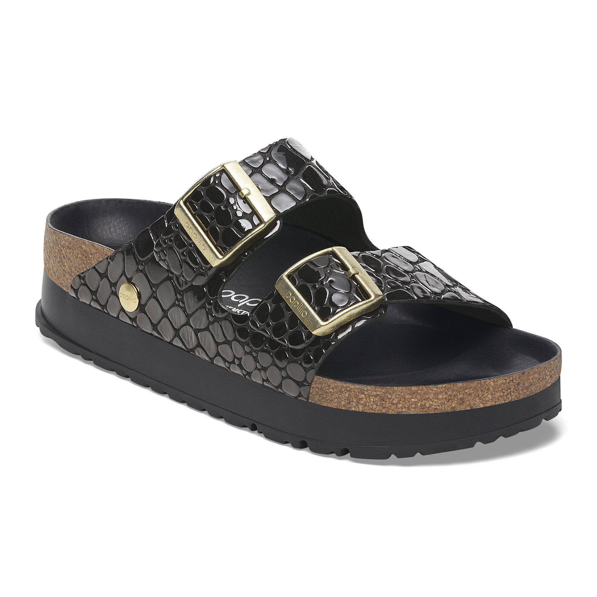Arizona Flex Platform Leather Patent in Color Black | BIRKENSTOCK