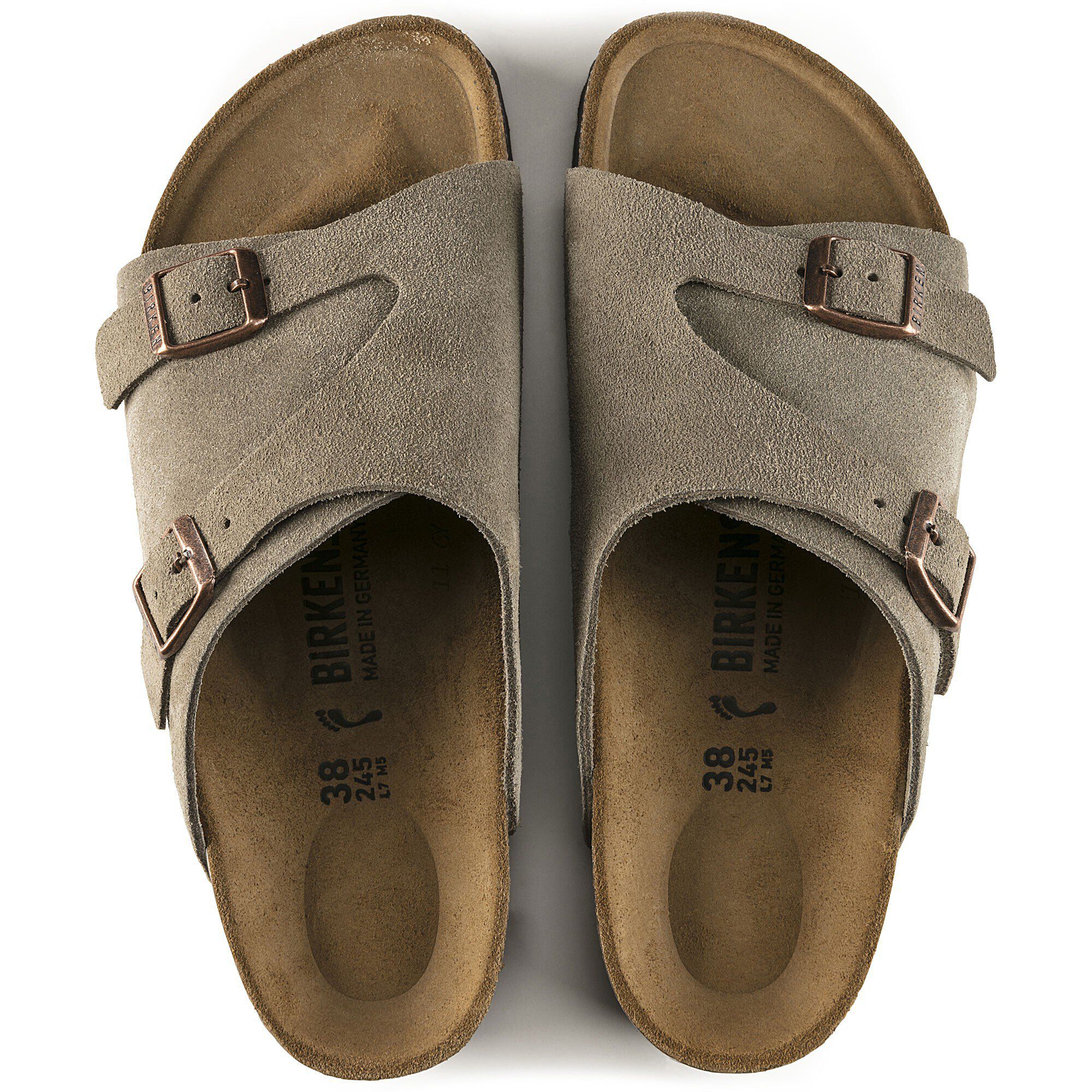 BIRKENSTOCK チューリッヒ トープ 38 Zürich Suede Leather in Color Taupe | BIRKENSTOCK US
