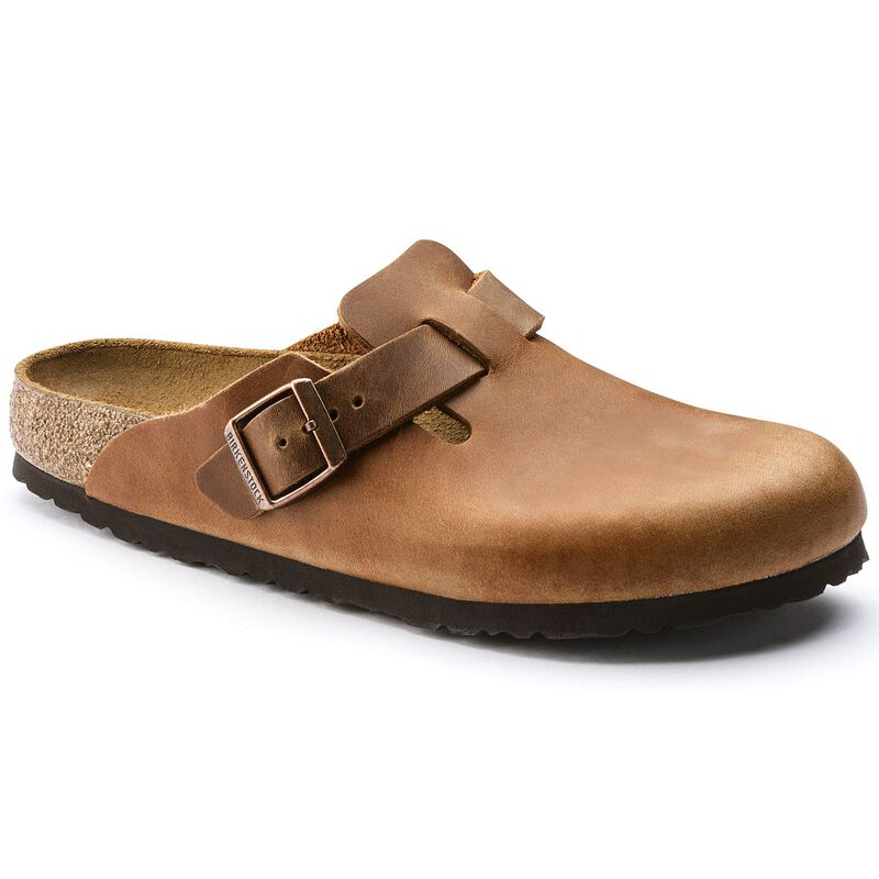 BIRKENSTOCK Boston Natural Leather Oiled Cognac Soft Sole detail