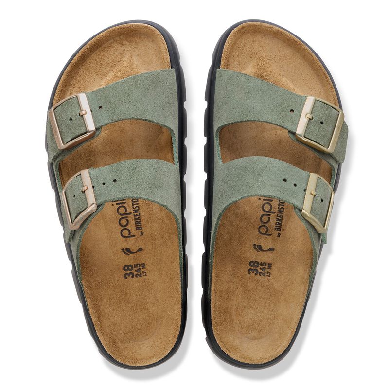 BIRKENSTOCK Arizona Platform Suede Leather Thyme Trail Easy detail